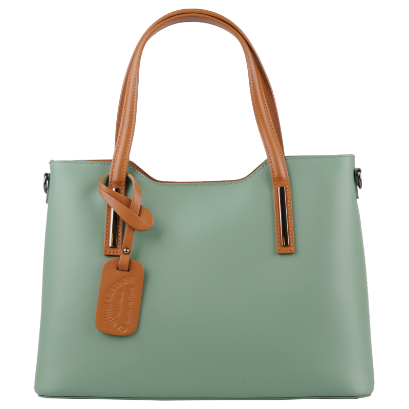 Zelená kožená talianska kabelka Isidora Menta Camel NovaKabelka.sk 63660288