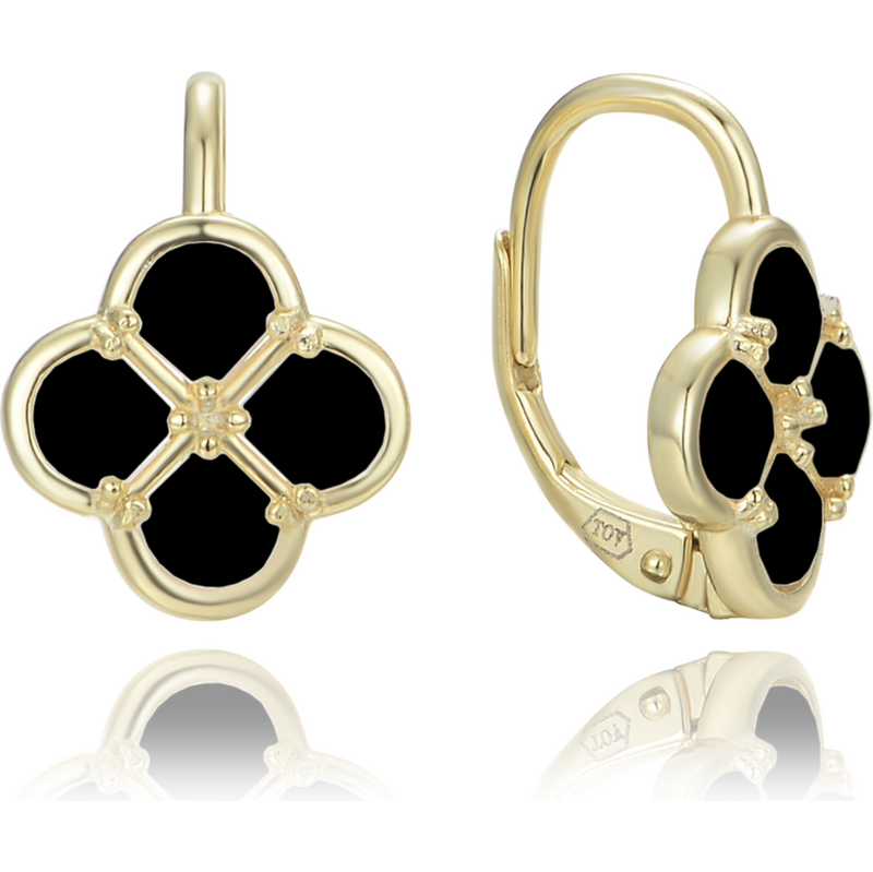Olivie Pozlátené strieborné náušnice s čiernou perleťou TALIS 64919573