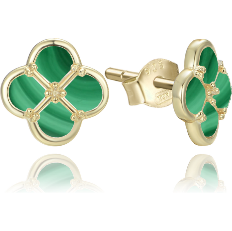 Olivie Pozlátené strieborné náušnice s malachitom TALIS 64919576