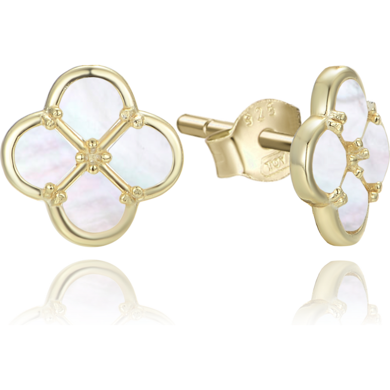 Olivie Pozlátené strieborné náušnice s bielou perleťou TALIS 65407764