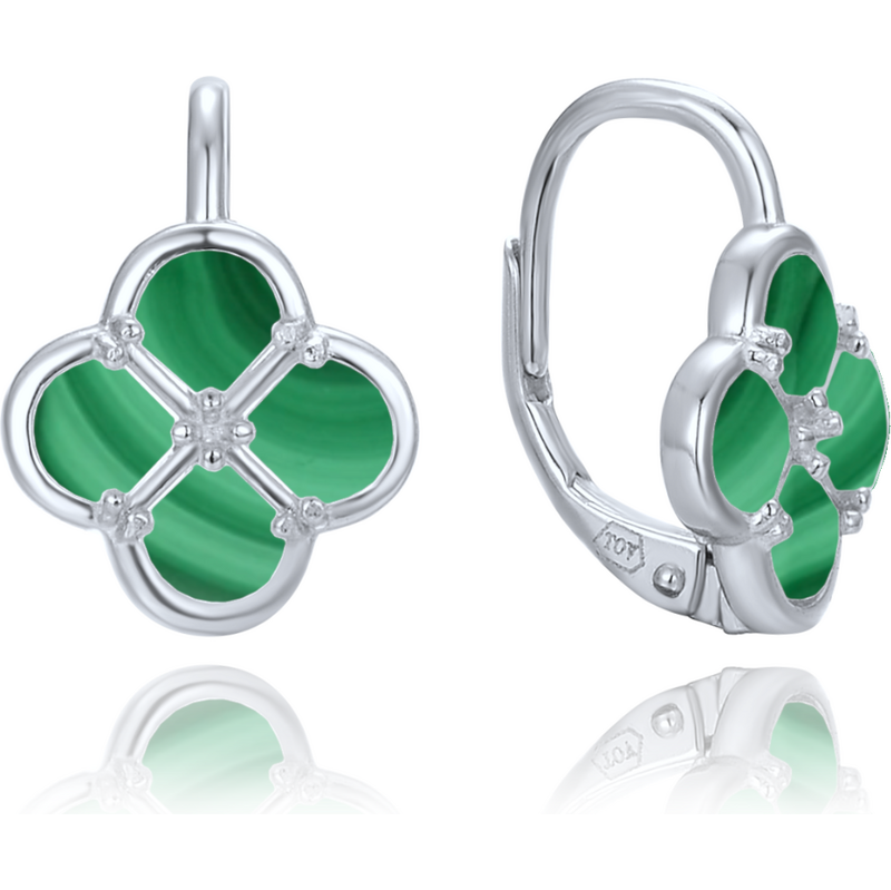 Olivie Strieborné náušnice so zeleným malachitom TALIS 64924804
