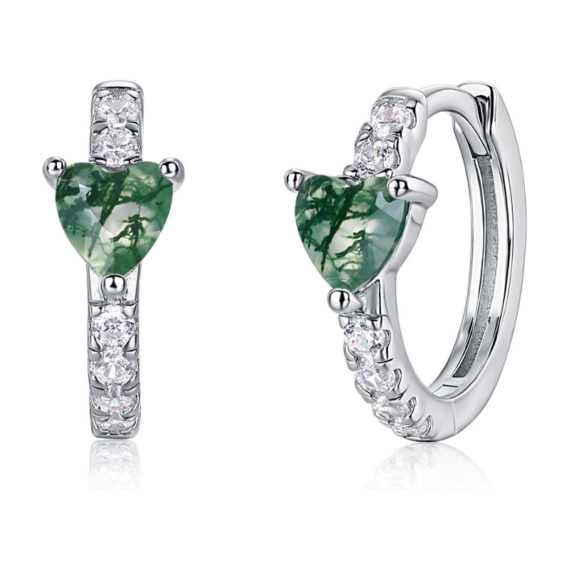 Olivie Strieborné náušnice MECHOVÝ ACHÁT 9559 64805003