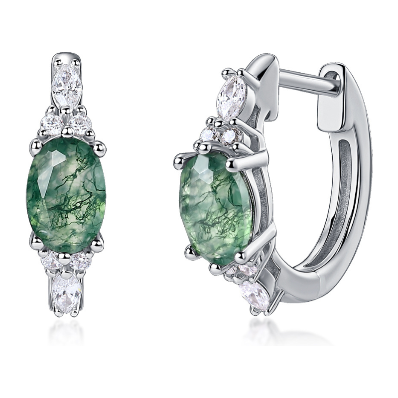 Olivie Strieborné náušnice MACHOVÝ ACHÁT 9560 64243559