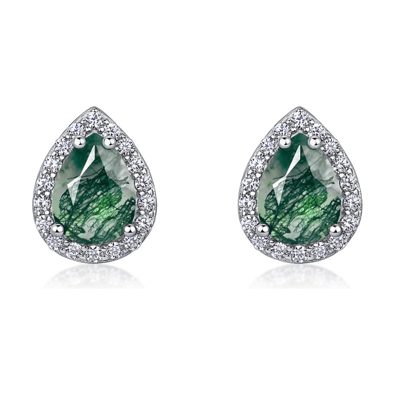 Olivie Strieborné náušnice MECHOVÝ ACHÁT 9554 64804999