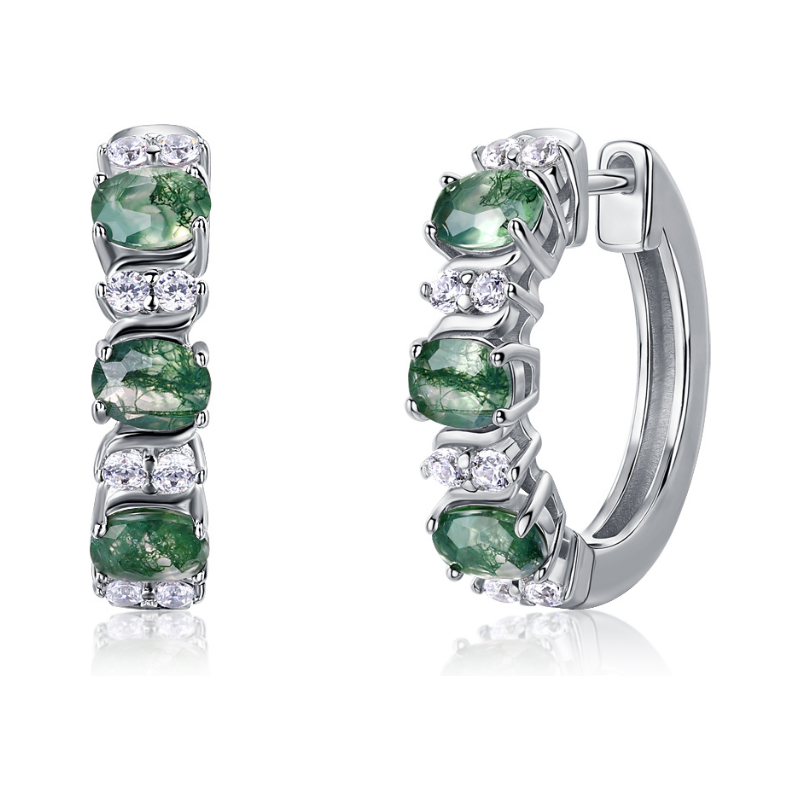 Olivie Strieborné náušnice MACHOVÝ ACHÁT 9558 64243558