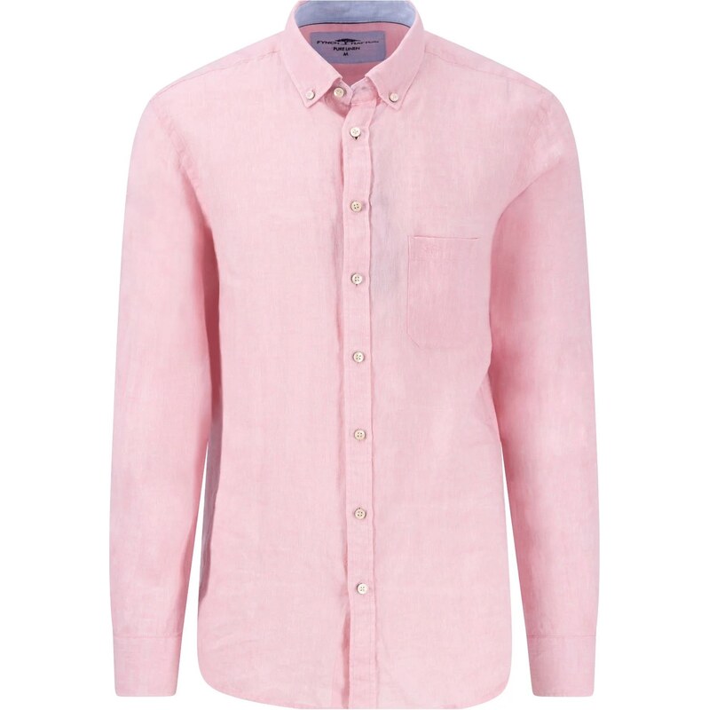 Pánska ružová ľanová košeľa FYNCH-HATTON casual fit 63677827