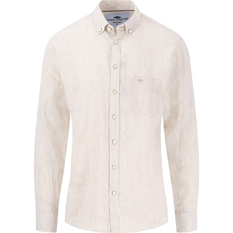 Pánska béžova ľanová košeľa s jemným prúžkom FYNCH-HATTON 63677829