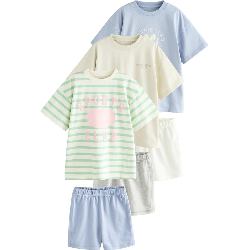 Next Pyžamo svetlomodrá / sivobéžová / svetlozelená / biela 63817683