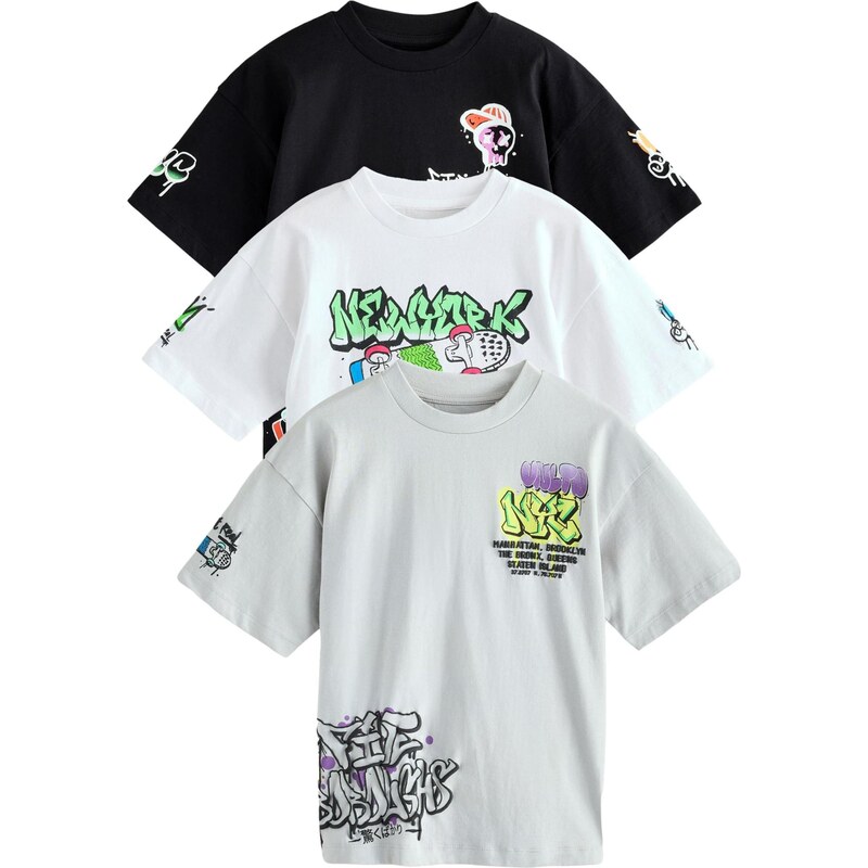 Next Tričko sivá / zelená / čierna / biela 64488200