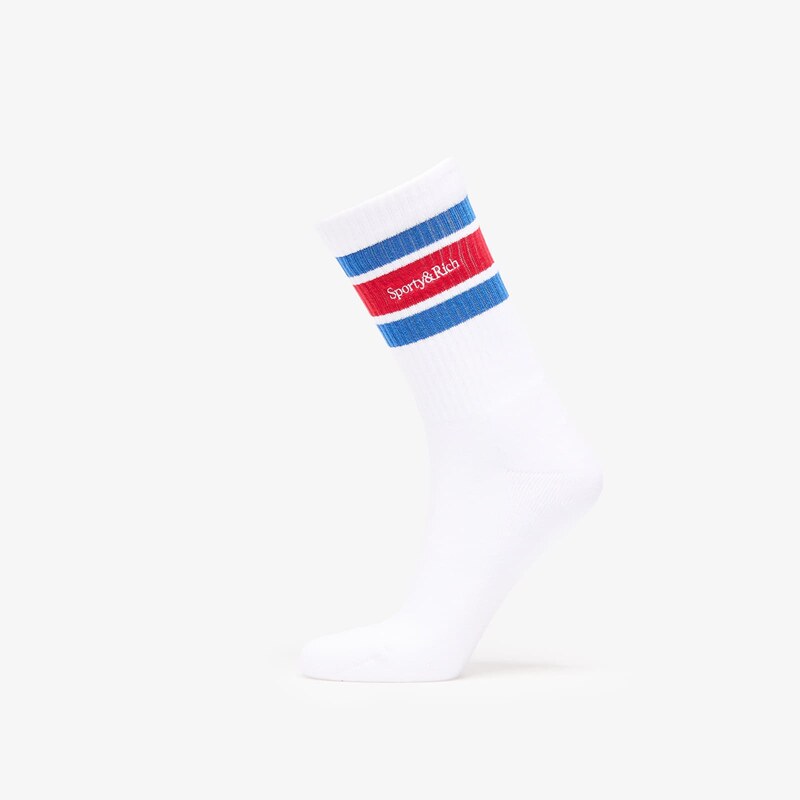 Ponožky Sporty & Rich Serif Logo Socks White/ Paris blue/ Ruby 63690934