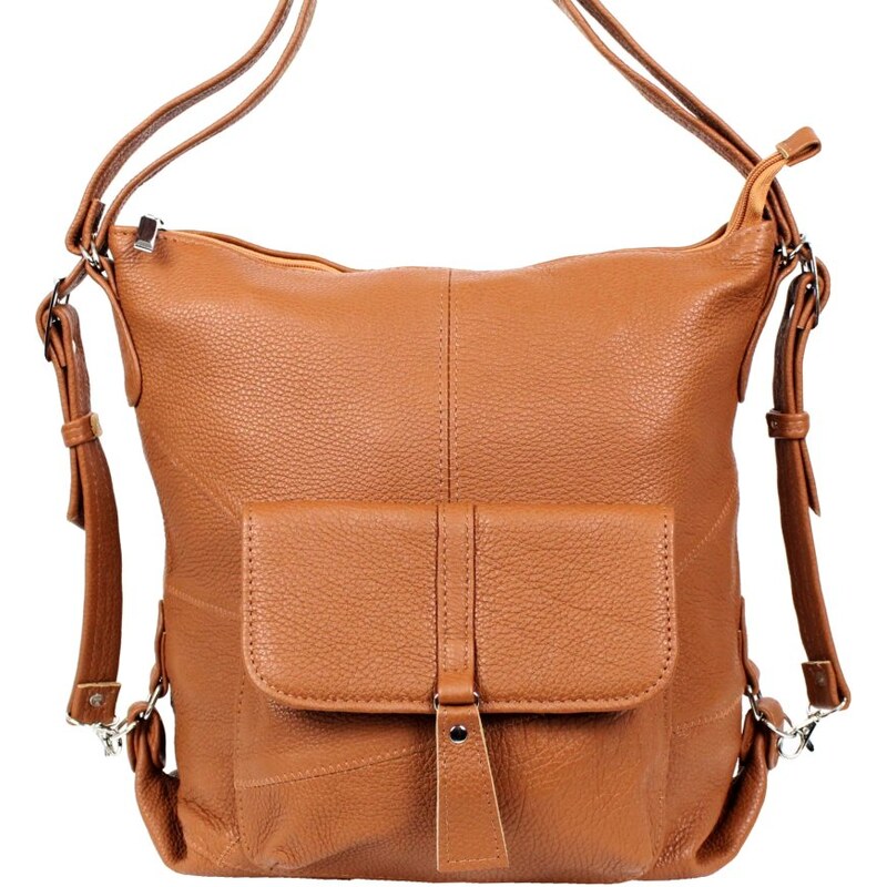 Sikora Dámska kožená kabelka - batôžtek Ela koňak 2 63523660