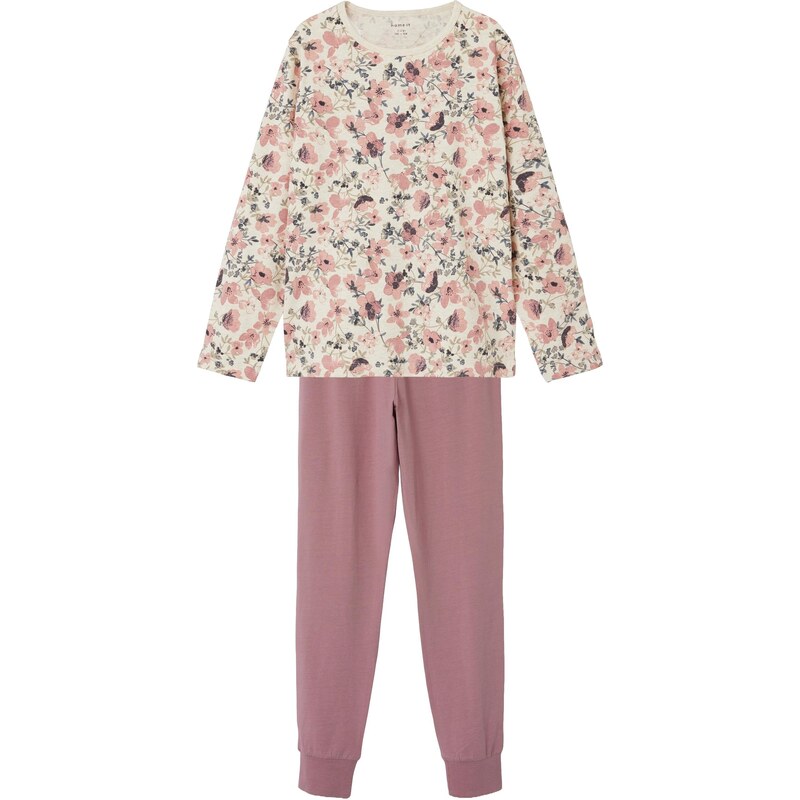 NAME IT Pyžamo Nostalgia Flower béžová / hnedá / kaki / staroružová 48120517
