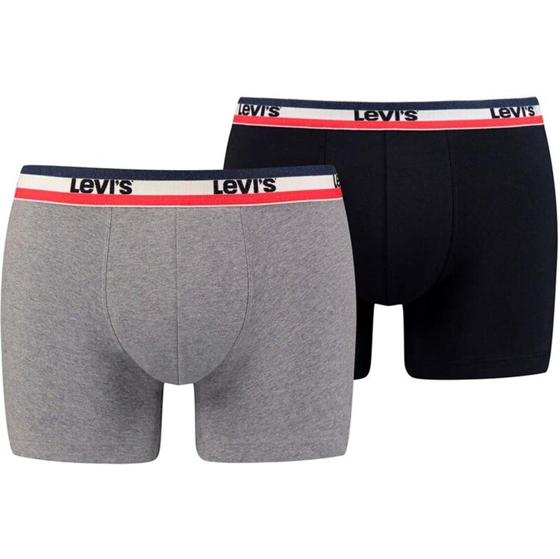 LEVIS Boxerky sivá melírovaná / jasne červená / čierna / biela 65025096