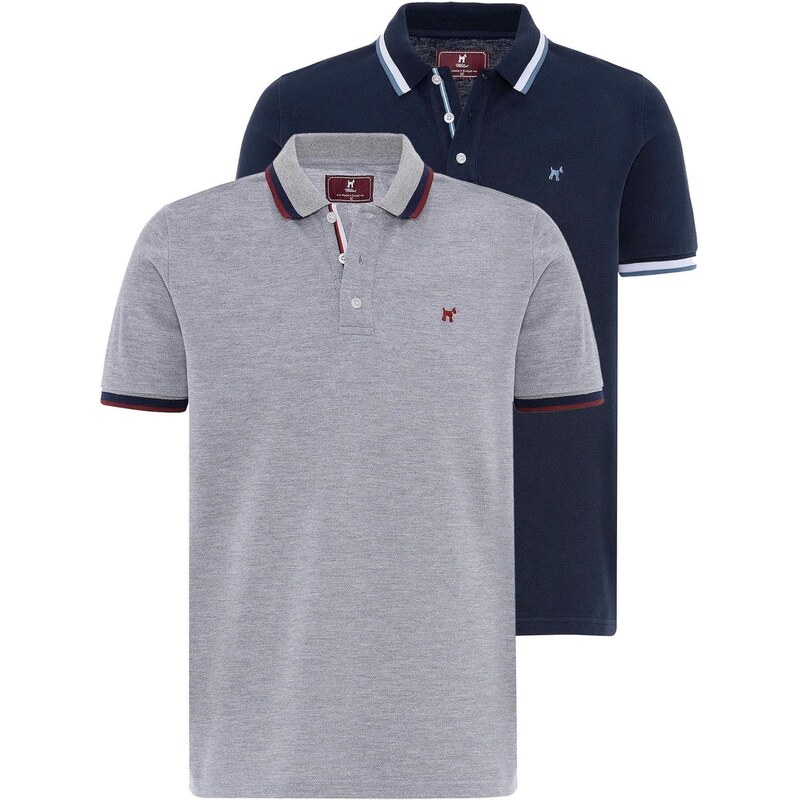 Williot Tričko tmavomodrá / sivá melírovaná / červená / biela 65652766