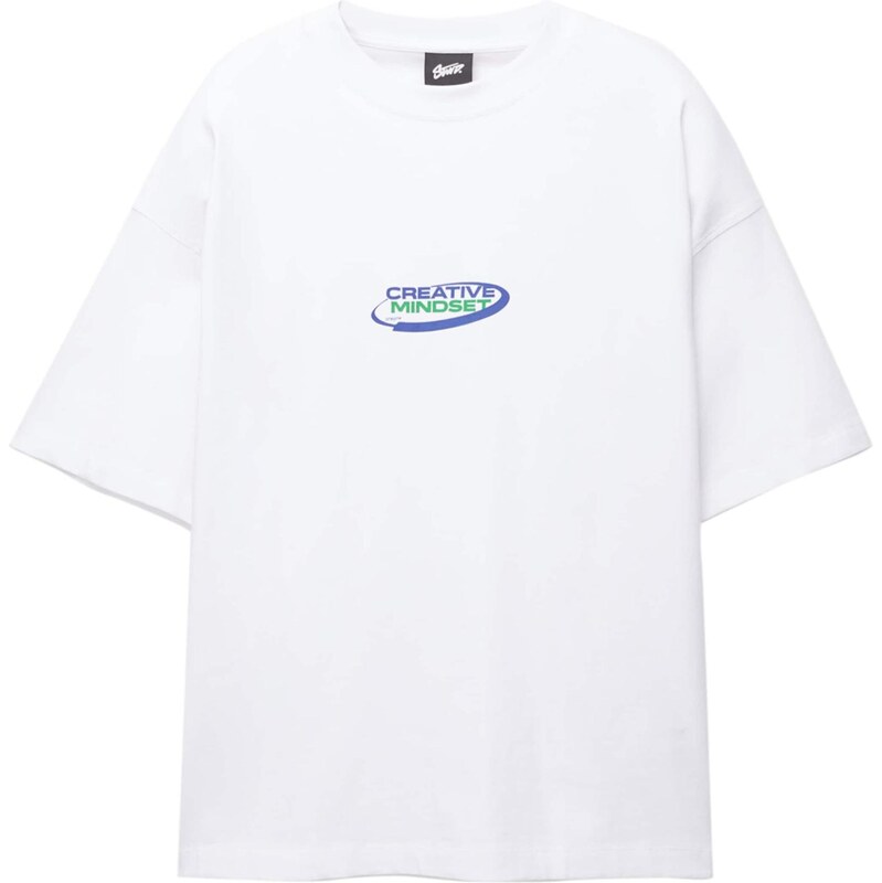 Pull&Bear Tričko modrosivá / zelená / biela 64167130