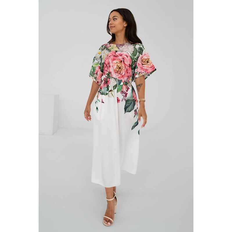 Mosquito Dámske koktejlové šaty kvetinové Greta smotanové, Farba 63695674