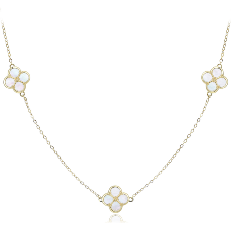 Olivie Pozlátený strieborný náhrdelník s bielou perleťou TALIS 64919581