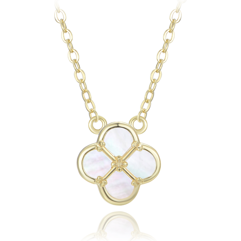 Olivie Pozlátený strieborný náhrdelník s bielou perleťou TALIS 64919577