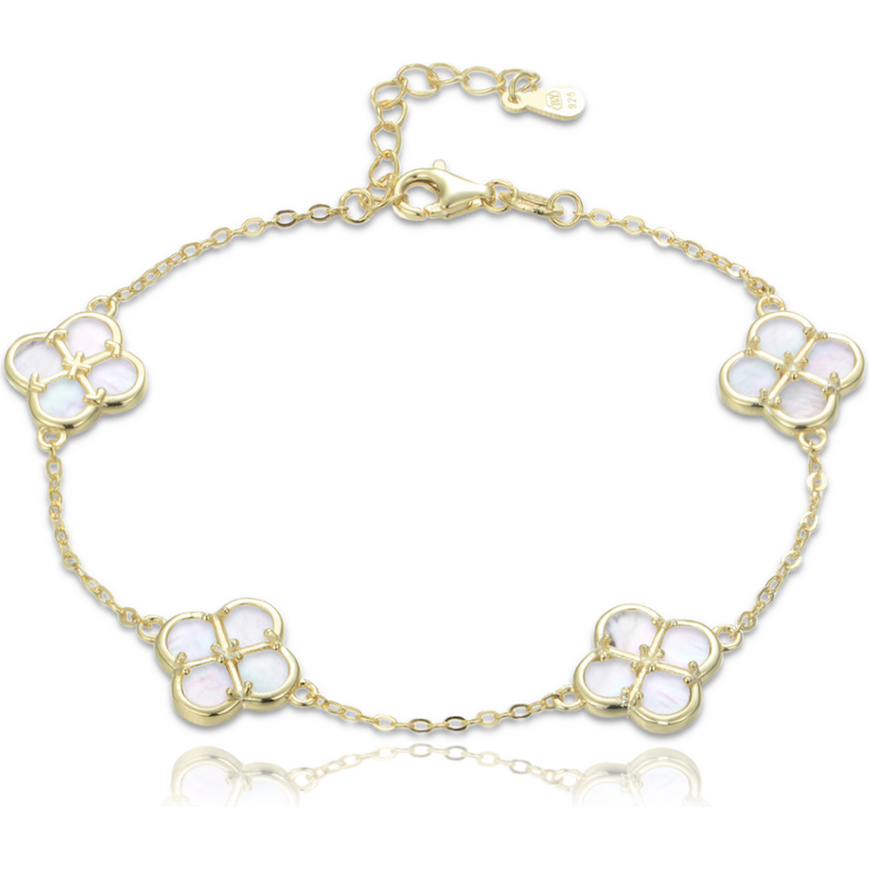 Olivie Pozlátený strieborný náramok s bielou perleťou TALIS 65279371