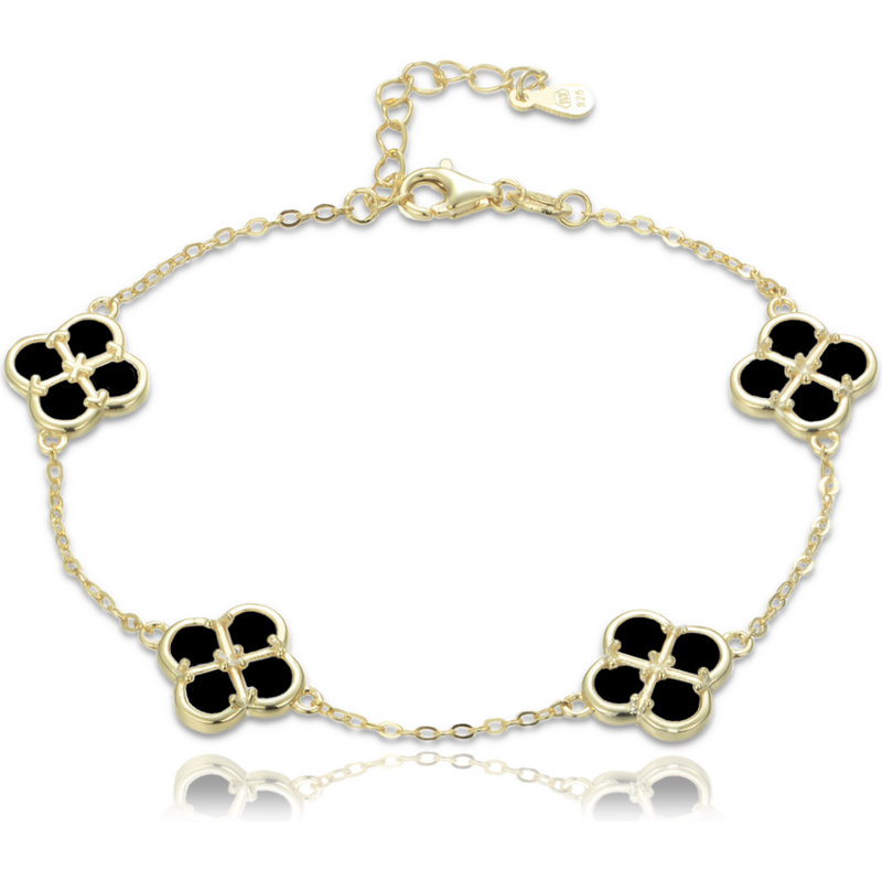Olivie Pozlátený strieborný náramok s čiernou perleťou TALIS 65279372
