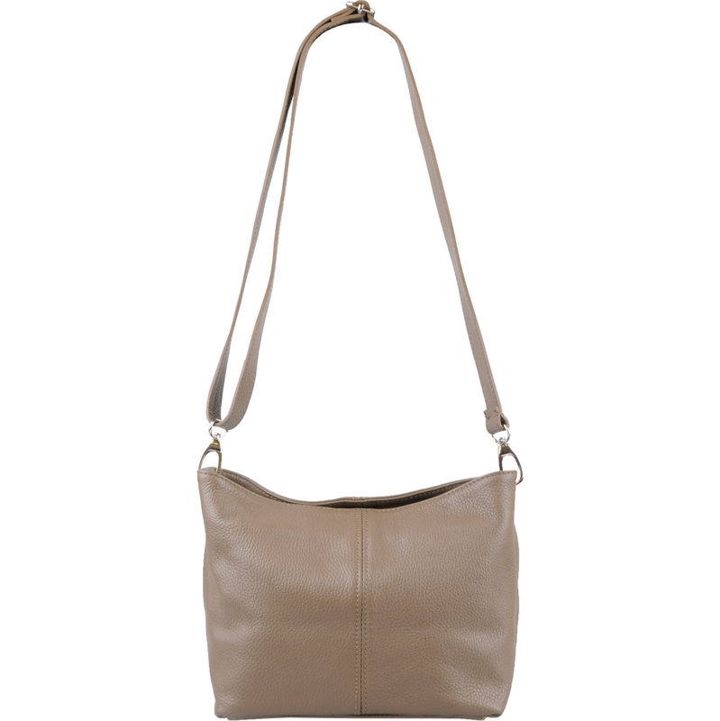 Hnedá kožená talianska crossbody kabelka Batilda Taupe Scura 63702905