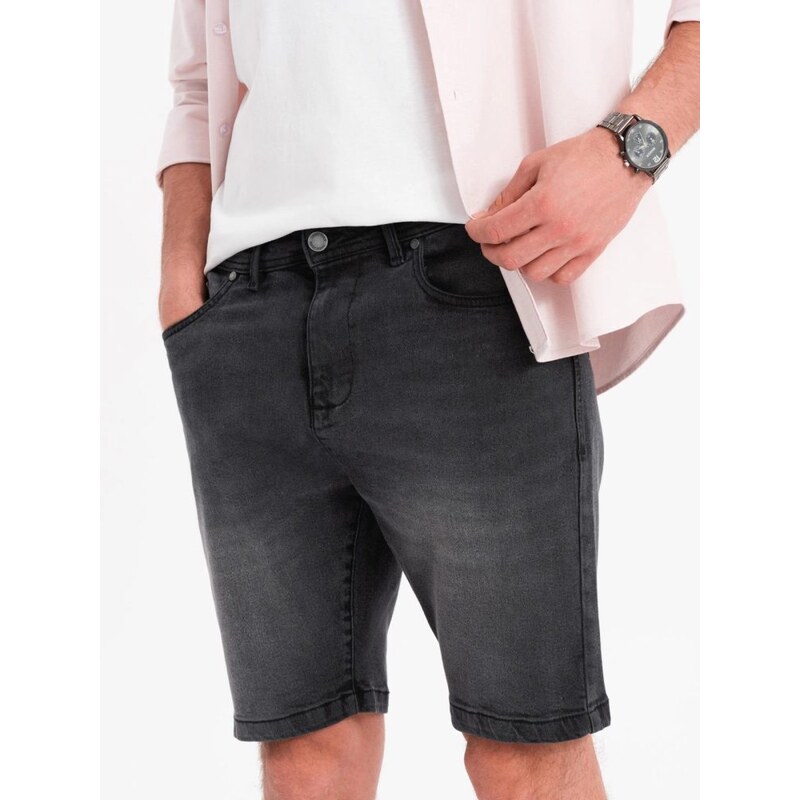 Ombre Clothing Klasické čierne rifľové kraťasy V4 SRDS-0171 63774235