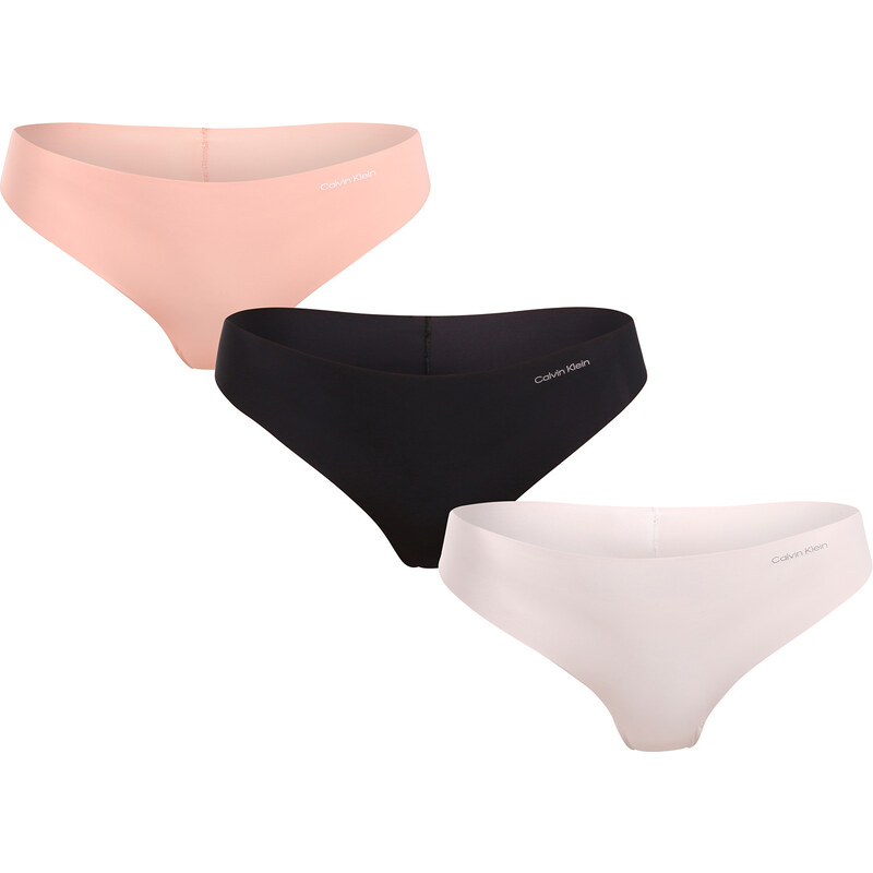 3PACK dámske tangá Calvin Klein bezšvová viacfarebná (QD3558E-WAM) 63525093