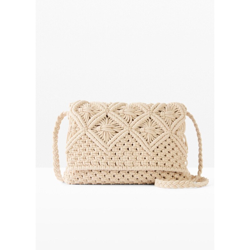 bonprix Kabelka Crossbody Makrame, farba béžová 63703953