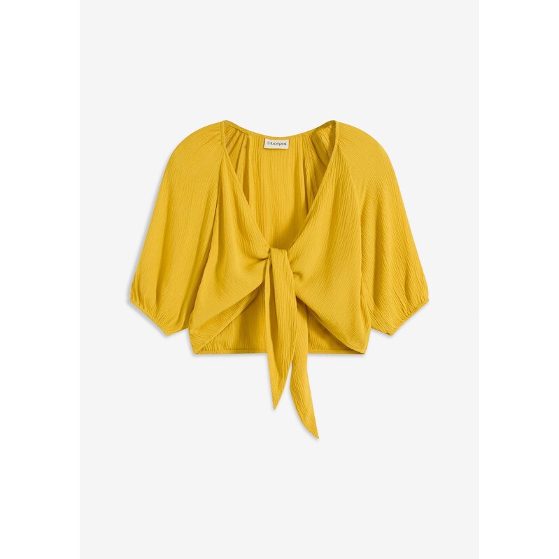 bonprix Blúzkové tričko z padavej viskózy, farba žltá 63704048