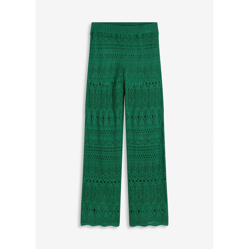 bonprix Nohavice bez zapínania s pleteným dierkovaným vzorom, farba 63704050