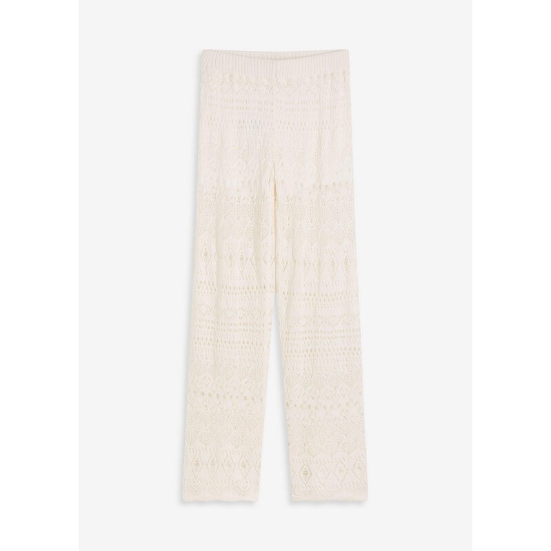 bonprix Nohavice bez zapínania s pleteným dierkovaným vzorom, farba 63753284