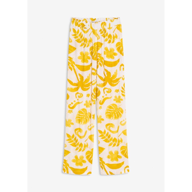 bonprix Široké nohavice s potlačou, zo štruktúrovej viskózy, farba 63704060
