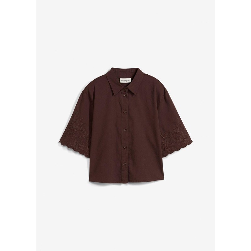 bonprix Košeľová blúzka s hodvábom, farba hnedá 63704070