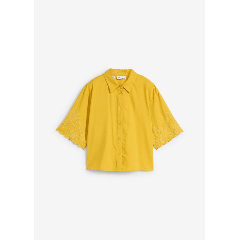 bonprix Košeľová blúzka s hodvábom, farba žltá 63704071