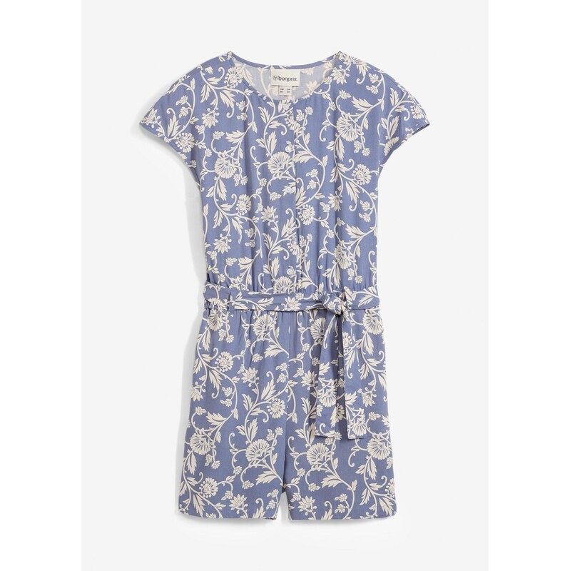 bonprix Krátky overal z padavej viskózy, farba modrá 63704088