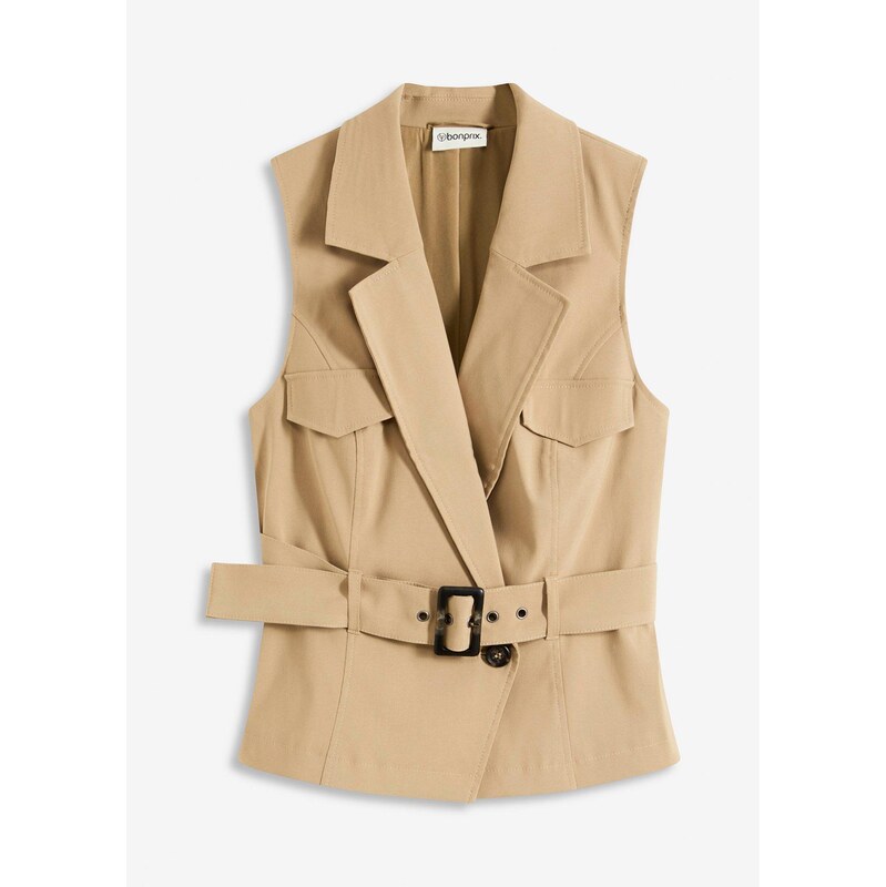 bonprix Vesta s opaskom, farba hnedá 63704164