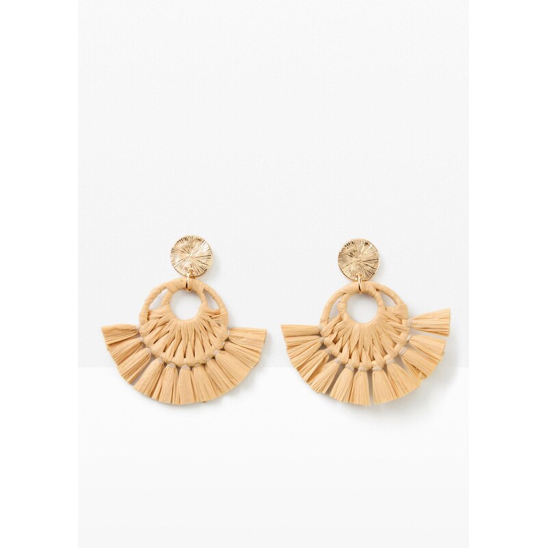 bonprix Napichovacie náušnice v slamenom vzhľade, farba béžová 63704227