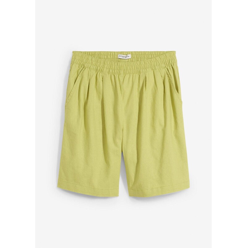 bonprix Bermudy z pláteno-bavlneného mixu, farba zelená 63704234