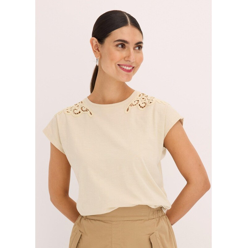 bonprix Tričko s čipkou, farba béžová 63704188