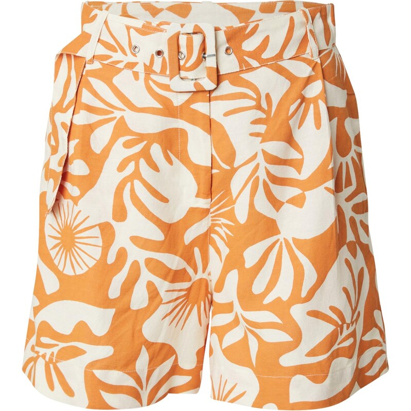 ONLY Plisované nohavice ONLJAKIRI mandarínková / biela 66008013