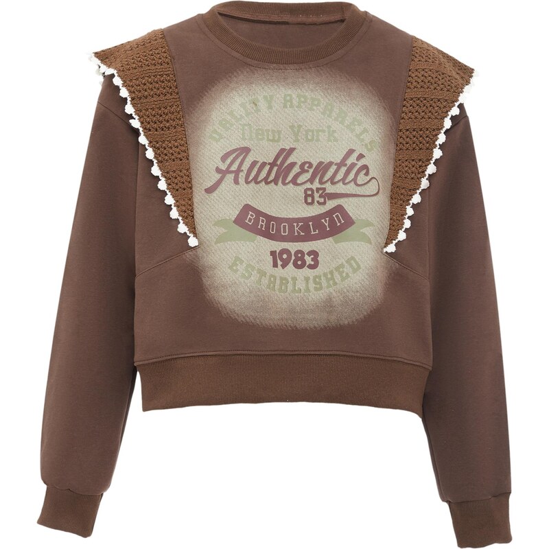 HOMEBASE Mikina hnedá / zelená / biela 65870841