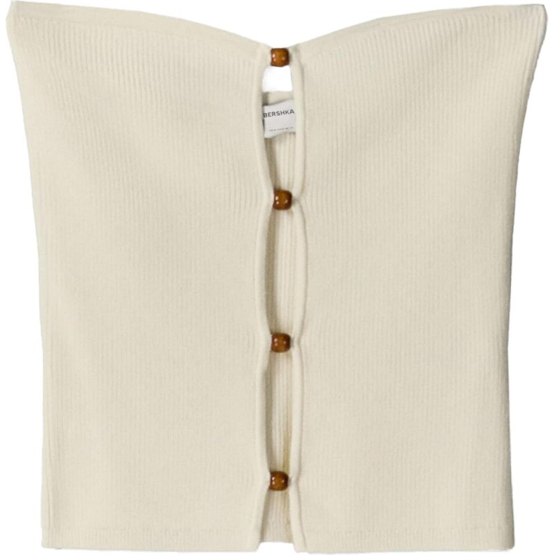 Bershka Vyšívaný top nebielená 64470137