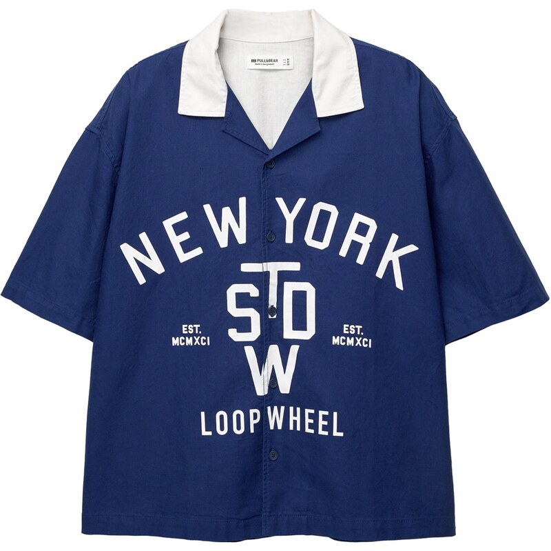 Pull&Bear Košeľa tmavomodrá / šedobiela 65879096