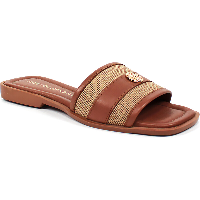 Secretshoes Kožené šľapky na nízkej podrážke 63707178