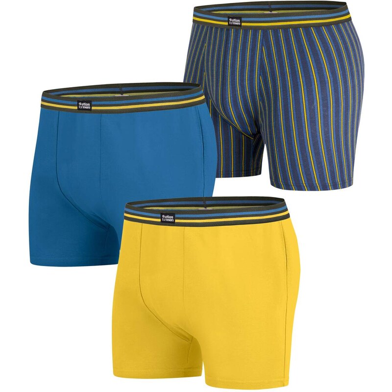 Sada 3 pružných bavlnených boxeriek Atlas For Men So vzorom 63709378