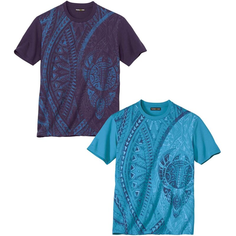 Sada 2 tričiek s maorijskými motívmi Atlas For Men Modrá 64166904