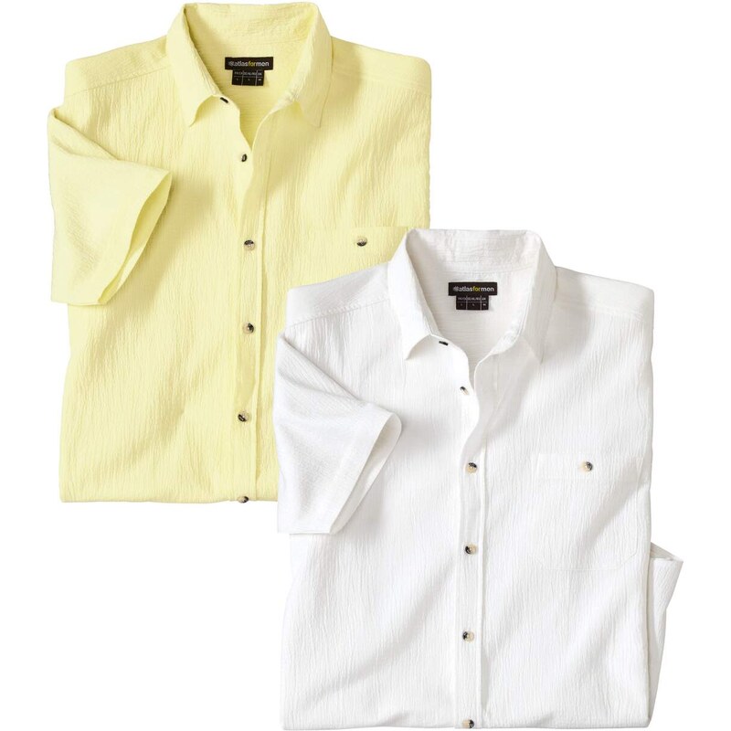 Sada 2 krepových jednofarebných košieľ Atlas For Men Biela 63709380