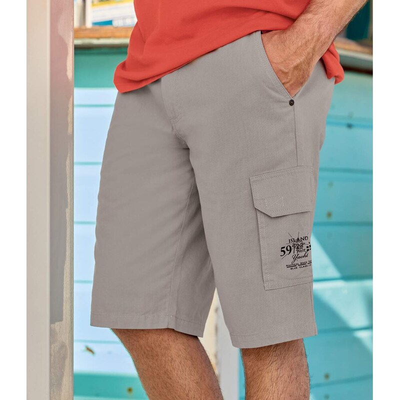 Ľahké plátenné kapsáčové bermudy Atlas For Men Sivá 63709404