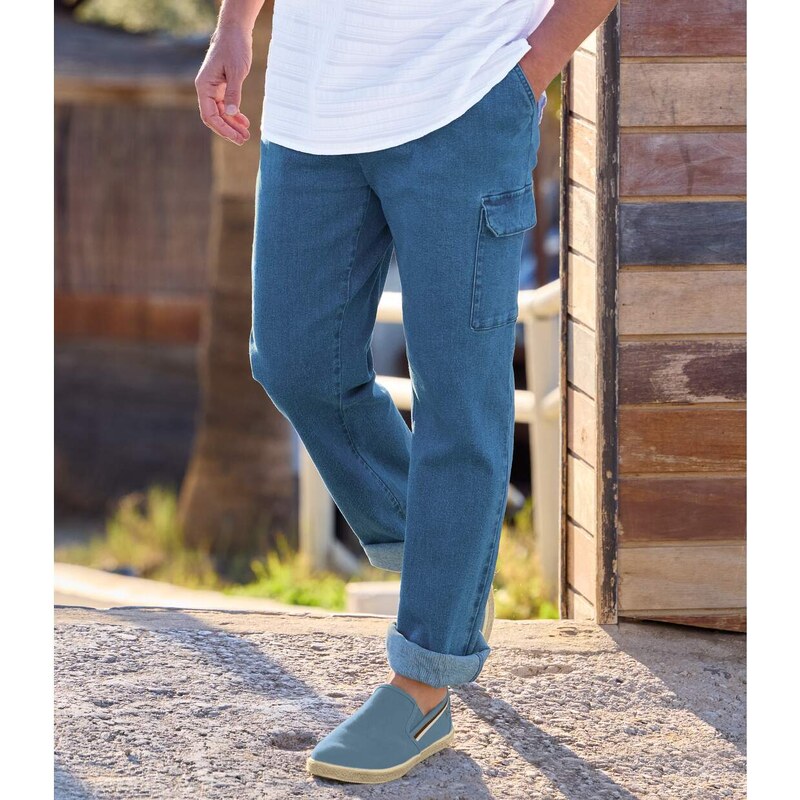 Voľnočasové kapsáčové rifľové nohavice Atlas For Men Modrá 63709389