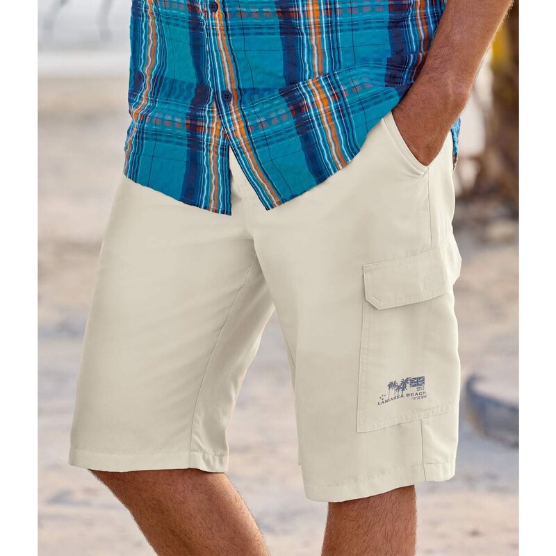 Kapsáčové bermudy z mikrovlákna Esprit Atlas For Men Béžová 63709399